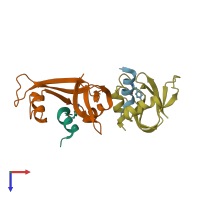 PDB entry 3oqy coloured by chain, top view.