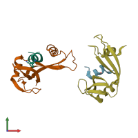 PDB entry 3oqz coloured by chain, front view.
