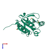 PDB entry 3or5 coloured by chain, top view.