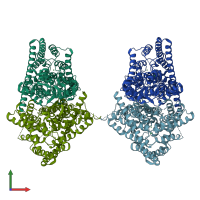 PDB entry 3org coloured by chain, front view.