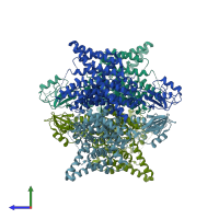 PDB entry 3org coloured by chain, side view.