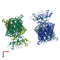 PDB entry 3org coloured by chain, top view.