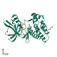 PDB entry 3orp coloured by chain, front view.