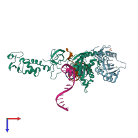 PDB entry 3os1 coloured by chain, top view.
