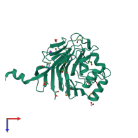 PDB entry 3osd coloured by chain, top view.