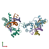 PDB entry 3osg coloured by chain, front view.