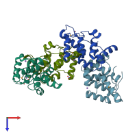 PDB entry 3osj coloured by chain, top view.