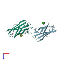 PDB entry 3osk coloured by chain, top view.
