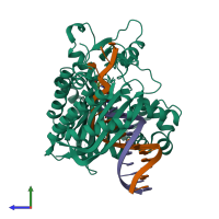 PDB entry 3osp coloured by chain, side view.