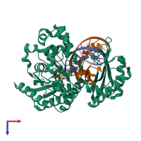 PDB entry 3osp coloured by chain, top view.