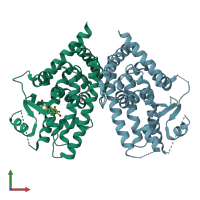 PDB entry 3osw coloured by chain, front view.