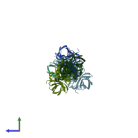 PDB entry 3osy coloured by chain, side view.