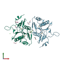 PDB entry 3ot2 coloured by chain, front view.