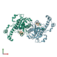 PDB entry 3otb coloured by chain, front view.