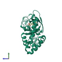 PDB entry 3otf coloured by chain, side view.