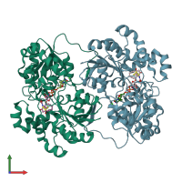 PDB entry 3oti coloured by chain, front view.