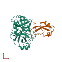 PDB entry 3otj coloured by chain, front view.