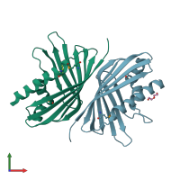 PDB entry 3otl coloured by chain, front view.