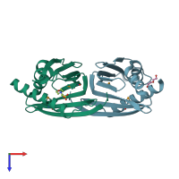 PDB entry 3otl coloured by chain, top view.