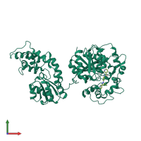 PDB entry 3otq coloured by chain, front view.