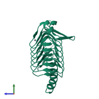 PDB entry 3otz coloured by chain, side view.