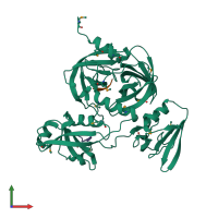 PDB entry 3ou0 coloured by chain, front view.