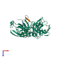 PDB entry 3ou0 coloured by chain, top view.