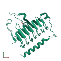 PDB entry 3ou9 coloured by chain, front view.