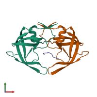 PDB entry 3oud coloured by chain, front view.