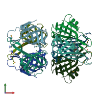 PDB entry 3oug coloured by chain, front view.