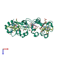 PDB entry 3ouq coloured by chain, top view.