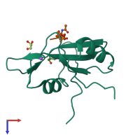 PDB entry 3ov1 coloured by chain, top view.