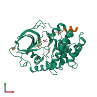 PDB entry 3ovv coloured by chain, front view.