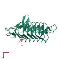 PDB entry 3ow5 coloured by chain, top view.