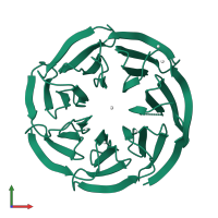 Monomeric assembly 2 of PDB entry 3ow8 coloured by chemically distinct molecules, front view.