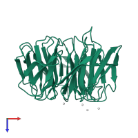 Monomeric assembly 4 of PDB entry 3ow8 coloured by chemically distinct molecules, top view.