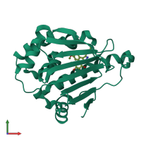 PDB entry 3owb coloured by chain, front view.