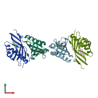 PDB entry 3ows coloured by chain, front view.