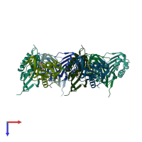 PDB entry 3owy coloured by chain, top view.