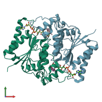 PDB entry 3ox2 coloured by chain, front view.