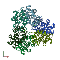 PDB entry 3ox5 coloured by chain, front view.