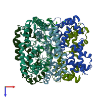 PDB entry 3ox5 coloured by chain, top view.