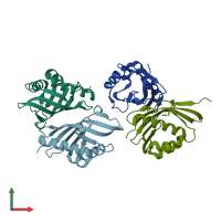 PDB entry 3ox9 coloured by chain, front view.