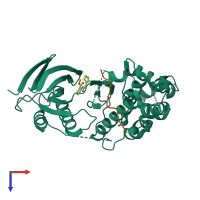 PDB entry 3oxi coloured by chain, top view.