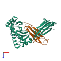 PDB 3oxr coloured by chain and viewed from the top.