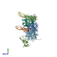 PDB entry 3oxu coloured by chain, side view.