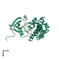 PDB entry 3oxz coloured by chain, top view.