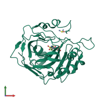 Monomeric assembly 1 of PDB entry 3oy0 coloured by chemically distinct molecules, front view.