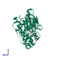 PDB entry 3oy1 coloured by chain, side view.