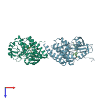 PDB entry 3oy3 coloured by chain, top view.